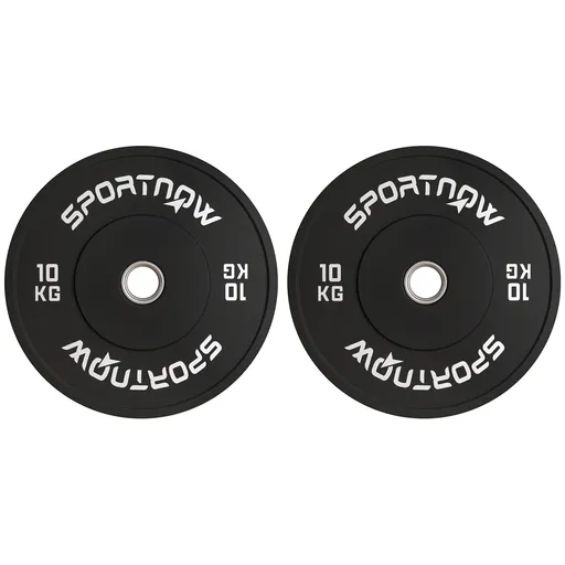 SPORTNOW Set Discuri de Greutate din Cauciuc Solid cu Orificii, Փ45x4 cm, Negru | Aosom Romania