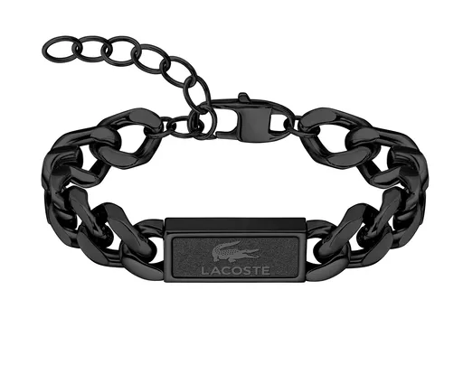 Lacoste Brățară neagră pentru bărbați din oțel Backhand 2040441