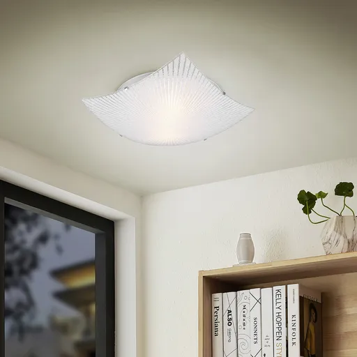 Plafoniera Elisa, TRIO, 40x40x9.5 cm, 40W, 2x E27, metal, alb/argintiu