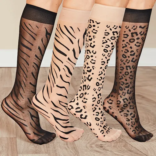 Set de 4 șosete de nylon până la genunchi