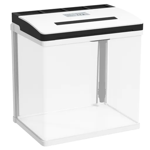 PawHut Acvariu de 13L, de Sticla cu Filtru, Iluminare cu LED-uri, Pompa de Apa, 29x20x30,5cm - Alb
