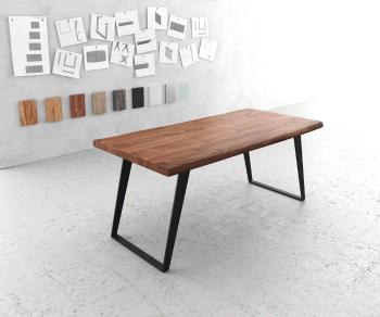 Jídelní stůl Edge 180x90 XL hnědá akácie kovová podnož šikmá