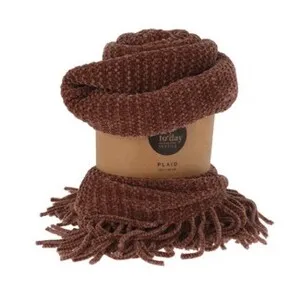 Pătură pled chenille maro închis, 125 x 150 cm, maro închis