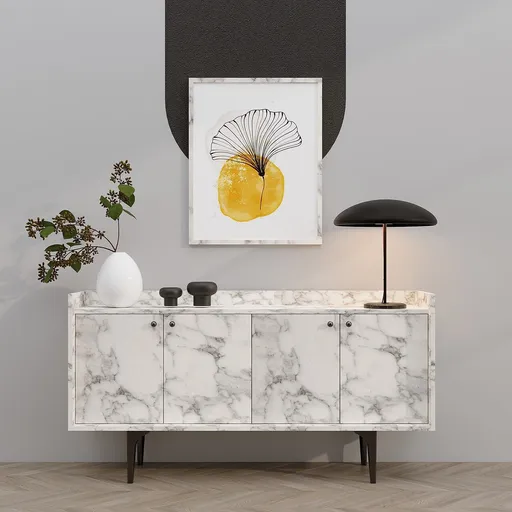 Consola, Hanah Home, Navi, 150x80x40 cm, Marmura Carrara