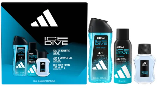 Adidas Ice Dive - apă de toaletă 50 ml + gel de duș 250 ml + deodorant spray 150 ml
