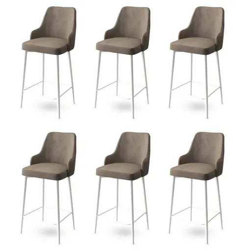 Set scaune de bar 6 piese, Hanah Home, Enox, Cappuccino / Alb