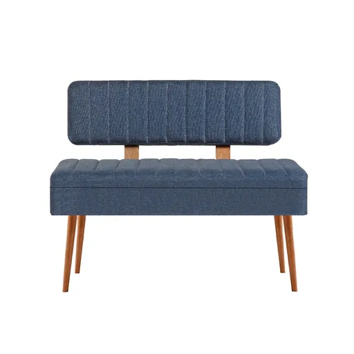 Bancă, Hanah Home, Vina 1048, 110x82.5x40 cm, Pin Atlantic / Albastru închis