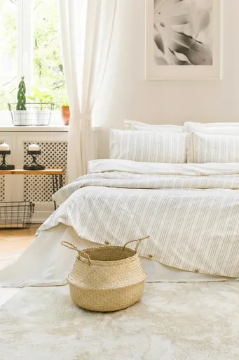 Lenjerie de pat dubla, L'essentiel Maison, Notta, Bumbac, Bej