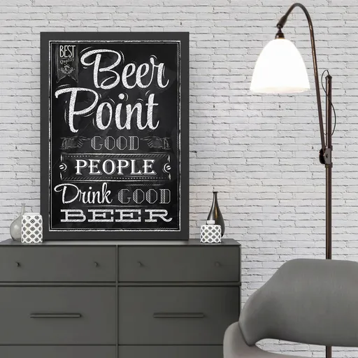Tablou decorativ, Beer Point (55 x 75), Polistiren, Alb/Negru