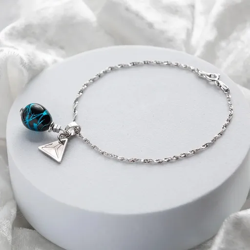 Lampglas Brățară elegantă Cobalt Nude, cu argint pur în perla Lampglas BNM3/AG/RHO 18 cm