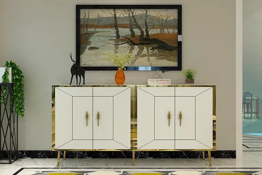 Consola, Hanah Home, Arno KB150, 150x75x35 cm, Alb/Auriu