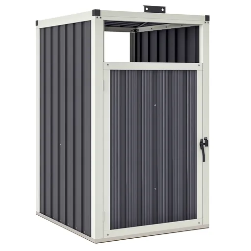 Outsunny Adăpost pentru 1 coș de gunoi 240L, adăpost de exterior pentru coș de gunoi, capac rabatabil 180°, oțel galvanizat 73 x 81 x 122 cm, gri înch