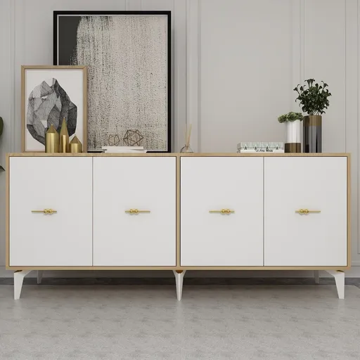 Consola, Hanah Home, Sinta, 180x82.6x35 cm, Stejar Safir / Alb