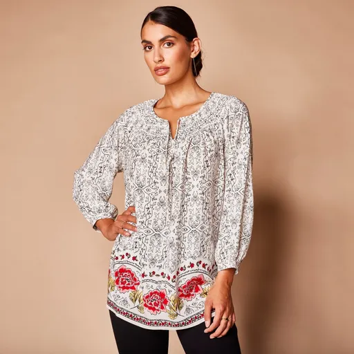 Tunică cu mâneci largi 3/4 și imprimeu