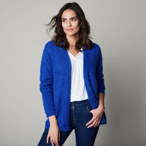 Pulover lung cu blană