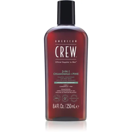 American Crew 3 in 1 Chamimile + Pine șampon, balsam și gel de duș 3 în 1 pentru barbati 250 ml