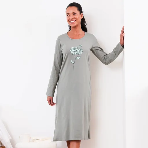 Set de 2 cămăși de noapte lungi cu imprimeu cu trandafiri