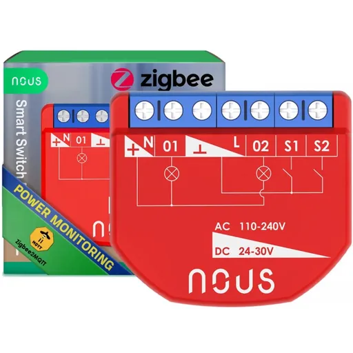 Releu inteligent Nous B3Z, 16A, ZigBee, 2 canal PM, monitorizare energie / 5905072800518