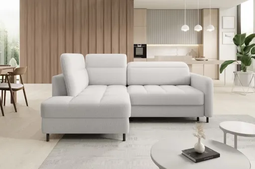 Coltar extensibil stanga 3 locuri ELTAP, LT-01ROY, Barea, 208x160x100 cm, lemn/poliester, alb