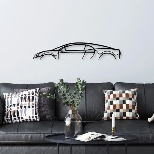 Decoratiune de perete, Bugatti Veyron Silhouette, 70 x 13 cm, Negru