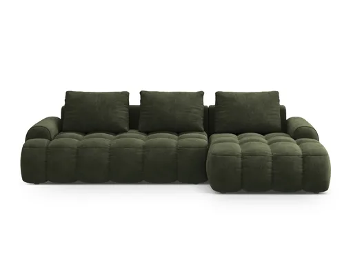 Coltar extensibil dreapta 3 locuri, Linz, Cosmopolitan Design, 275x142x84 cm, catifea, verde
