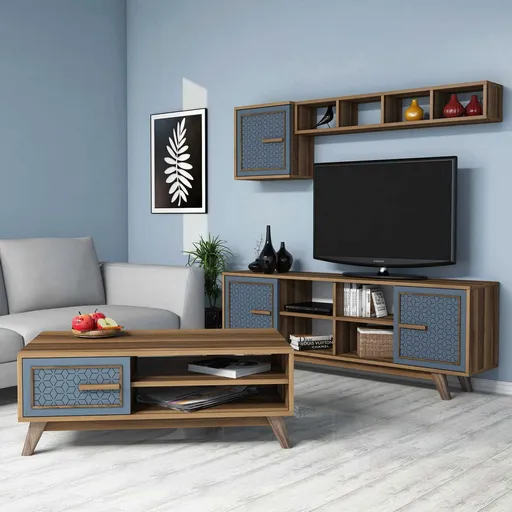 Set mobilier living, Hanah Home, Ayla, Nuc / Albastru