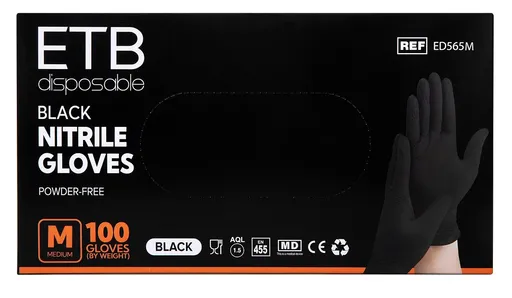 Manusi Nitril Negre M, 100 Buc
