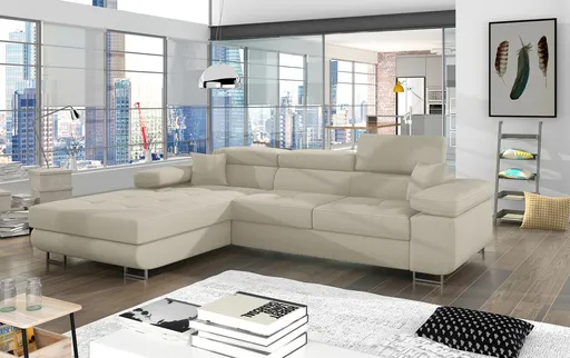 Coltar extensibil stanga 4 locuri ELTAP, Armd-366, Armando, 289x203x85 cm, lemn/poliester, bej deschis