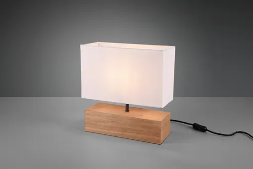 Lampa de masa Woody, RL, 30x12x30.5 cm, 60W, 1x E27, lemn/textil, alb/natur