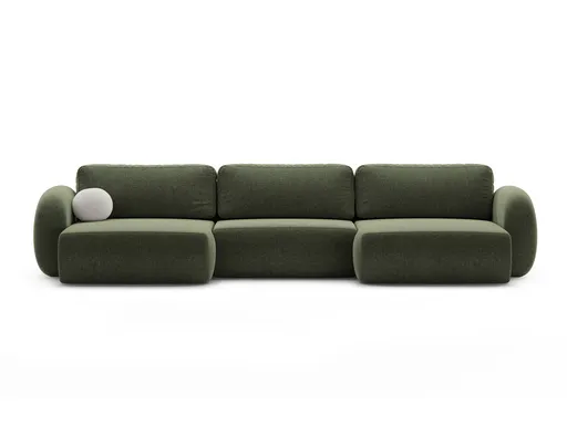 Coltar panoramic extensibil 5 locuri, Tonale, Cosmopolitan Design, 362x149x88 cm, tesatura chenille, verde