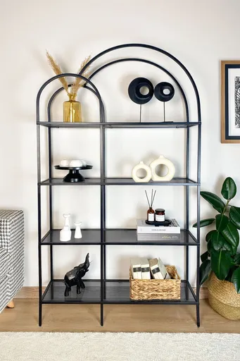 Corp biblioteca, Hanah Home, Twin, 100x175x30 cm, Negru / Fume