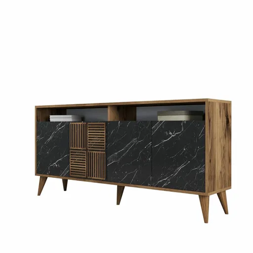 Dulap Milan Walnut and Black Marble, negru