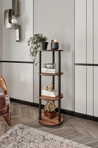 Corp biblioteca, Hanah Home, Bookcase 4 Layer Round, 34x106x34 cm, MDF , Maro