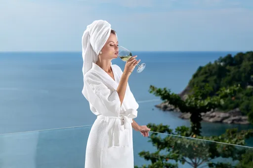 Halat de baie pentru SPA, Hotel Line Bedora,  marime universala L- XL, 100% bumbac, 220 gr/mp, alb