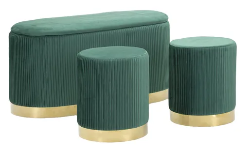 Mauro Ferretti Banca Cu Depozitare Și Taburet Shopy Green Set 3 Bucăți Cm 80X37X42-29X33 | Aosom Romania