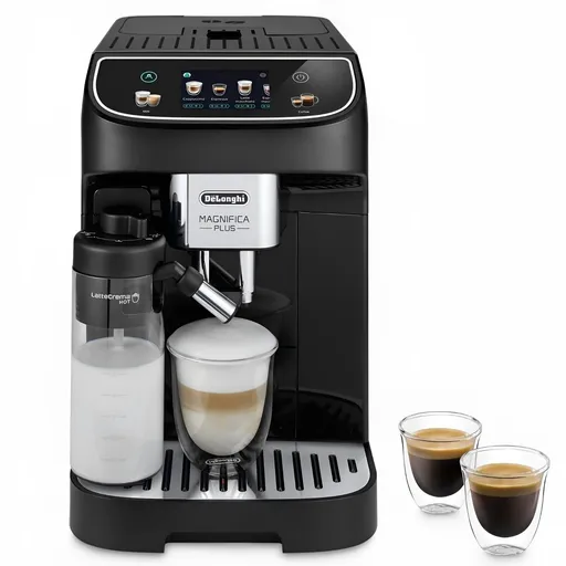 Espressor automat DeLonghi Magnifica PLUS ECAM 320.60.B, 1450W, 15 bar, 1.8l, 15 programe, 13 trepte de macinare, Ecran tactil TFT, LatteCrema Hot, Bo
