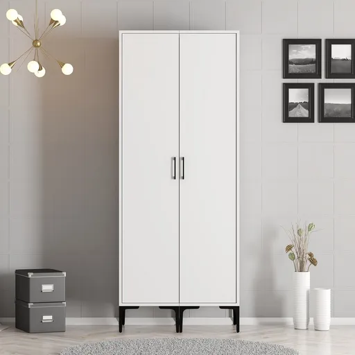 Dulap pentru haine, Hanah Home, Kumsal SS, 80x47.5x201.4 cm, Alb