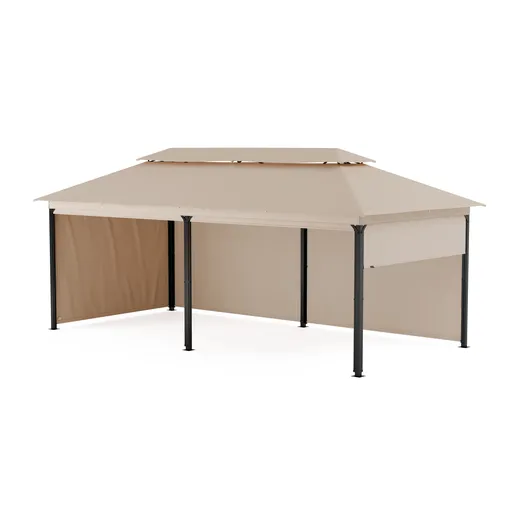 Blumfeldt Grandezza Cortina foișor de grădină 3x4 m, rezistent la intemperii, acoperit cu pulbere, jaluzele laterale