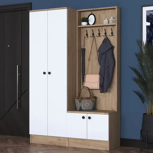 Cuier de perete, Hanah Home, P6, 119.6x182.8x35.5 cm, Alb/Maro