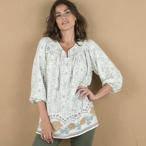 Tunică cu mâneci largi 3/4 și imprimeu