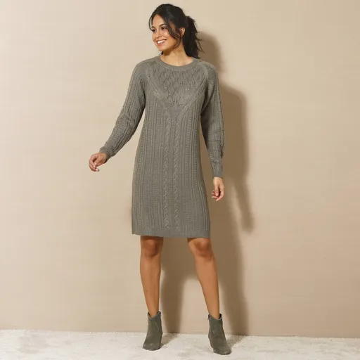 Rochie pulover cu model impletitura