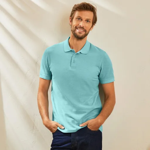 Cămașă polo de culoare solidă din tricot piqué, mâneci scurte