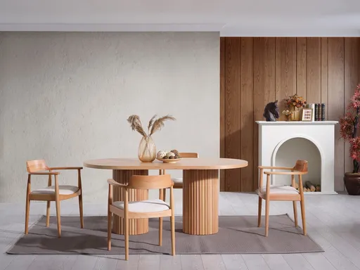 Set masa si 4 scaune, Hanah Home, Napoli, Natural