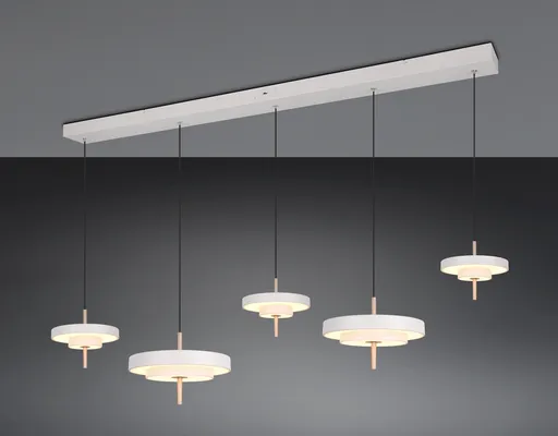 Lustra Keaton, TRIO, 140x30x150 cm, 50W, 1x SMD, metal, gri/auriu