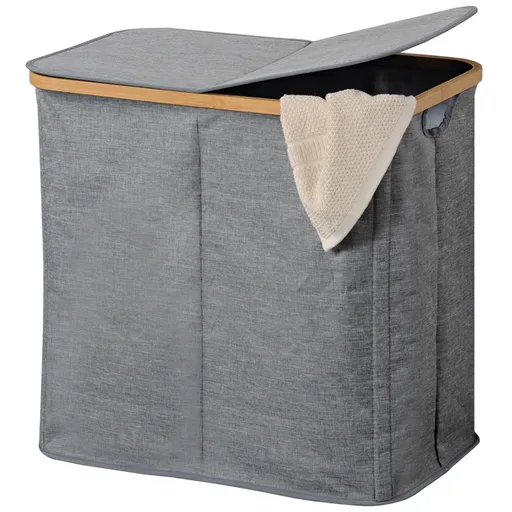 Kesper 19598 Coș pentru rufe cu capac dublu, gri,50 x 54,5 x 33 cm