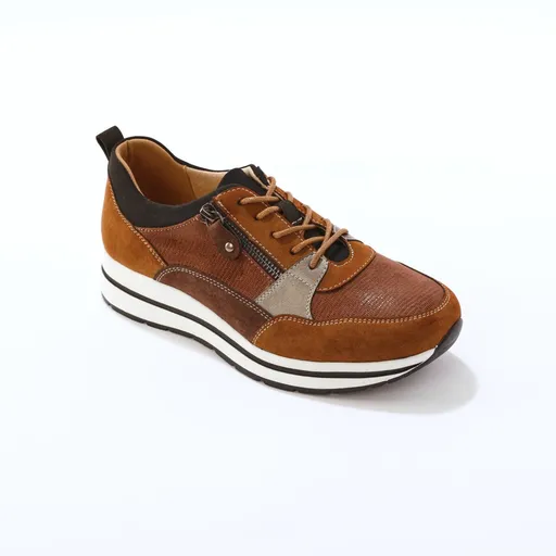 Teniși cu platformă, fermoar și șireturi