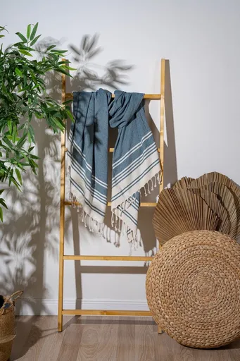 Prosop de plaja, L'essentiel Maison, New Diamond, Albastru indigo