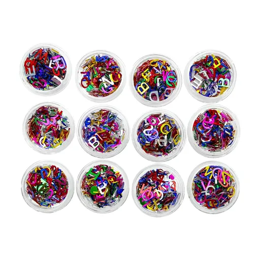 Decor Unghii, Paiete Litere, Set 12 Culori