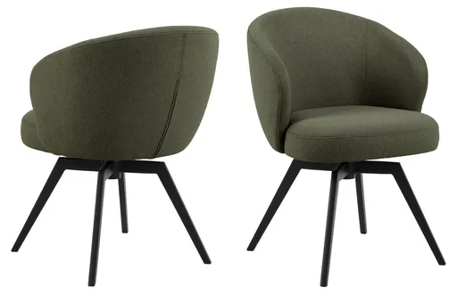 Scaun Darlene, Actona, 58.5x60x80 cm, rotativ, tesatura structurata/otel, verde