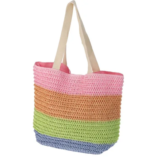 Geantă de plajă cu dungi 47 x 15 x 38 cm, roz, roz